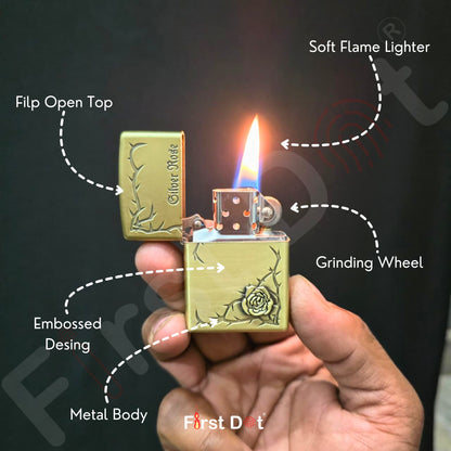 Combo of 2 Embossed Metal Cigarette Lighters + Free 50ml Fuel