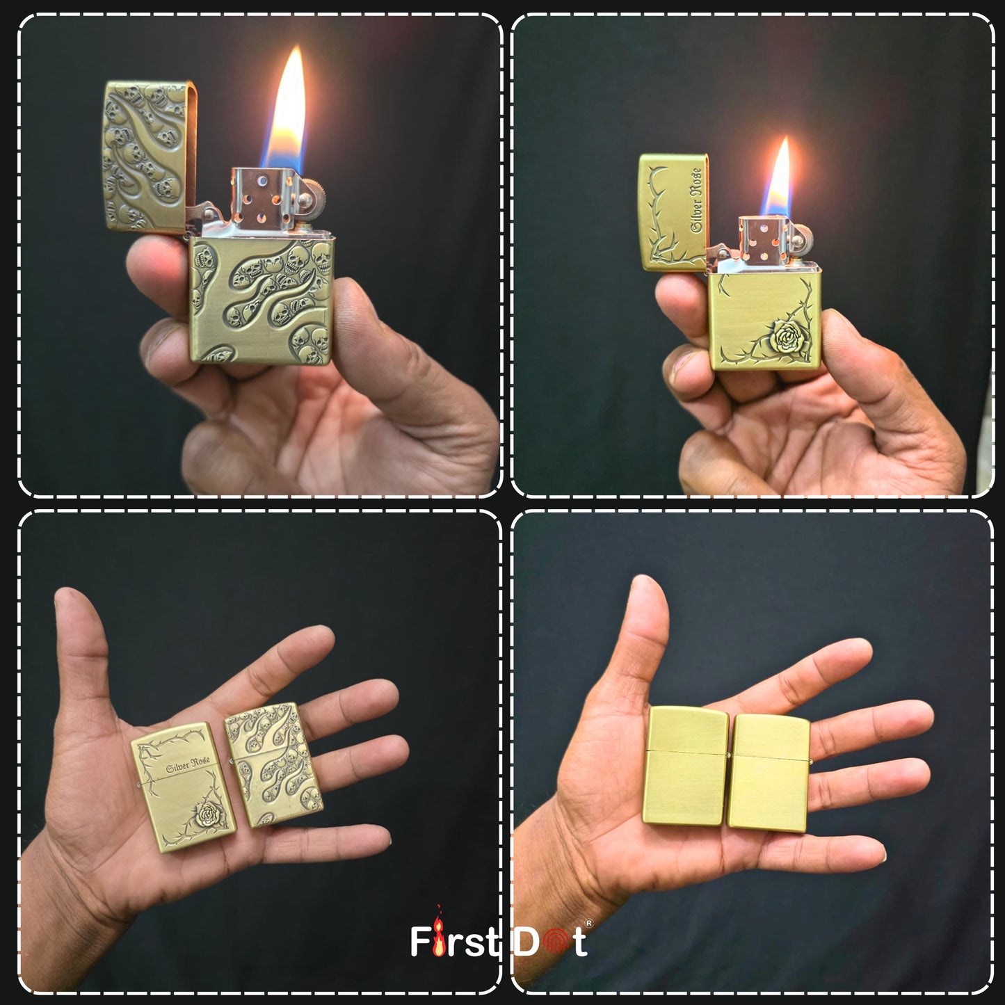 Combo of 2 Embossed Metal Cigarette Lighters + Free 50ml Fuel