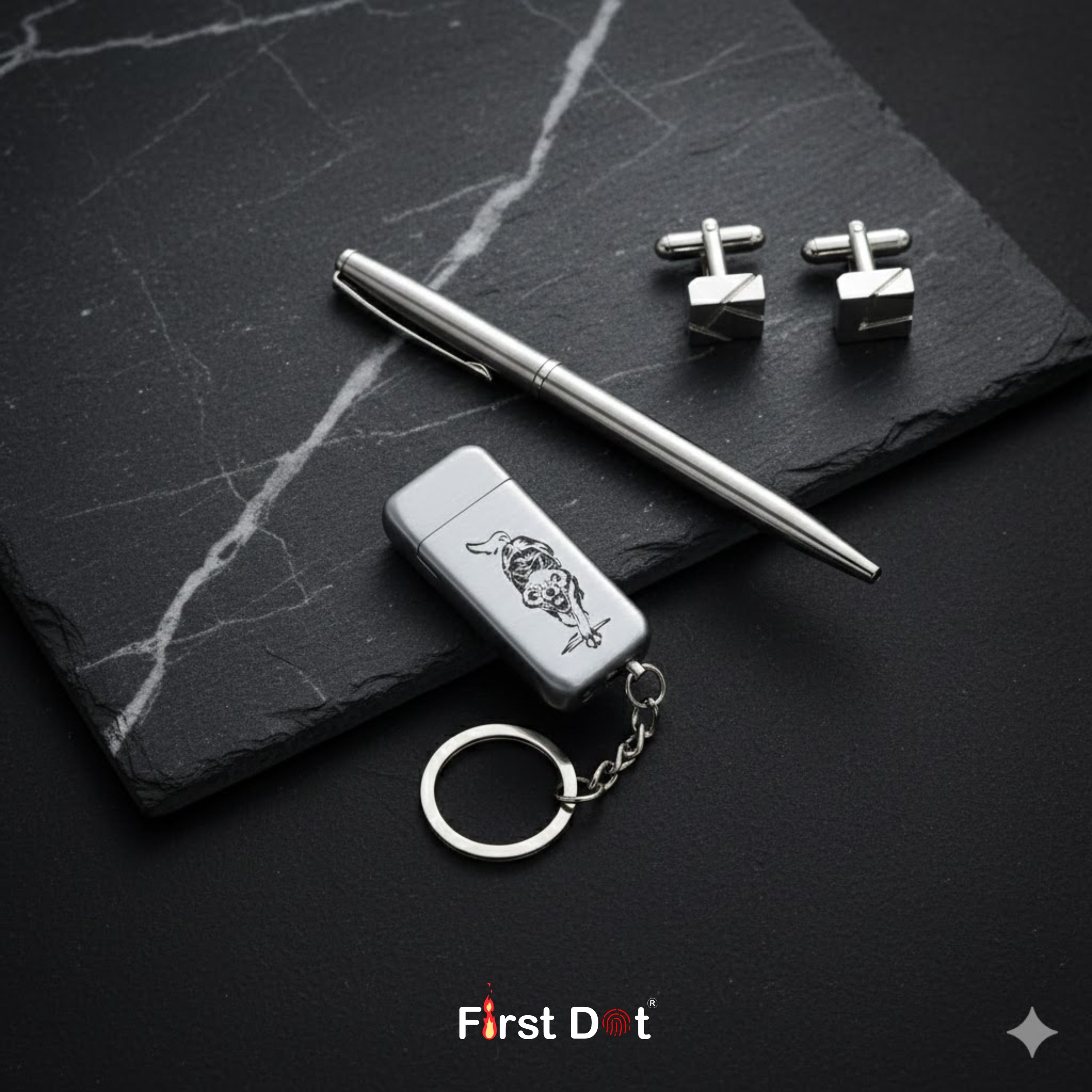 Wolf Pocket Lighter with Keychain