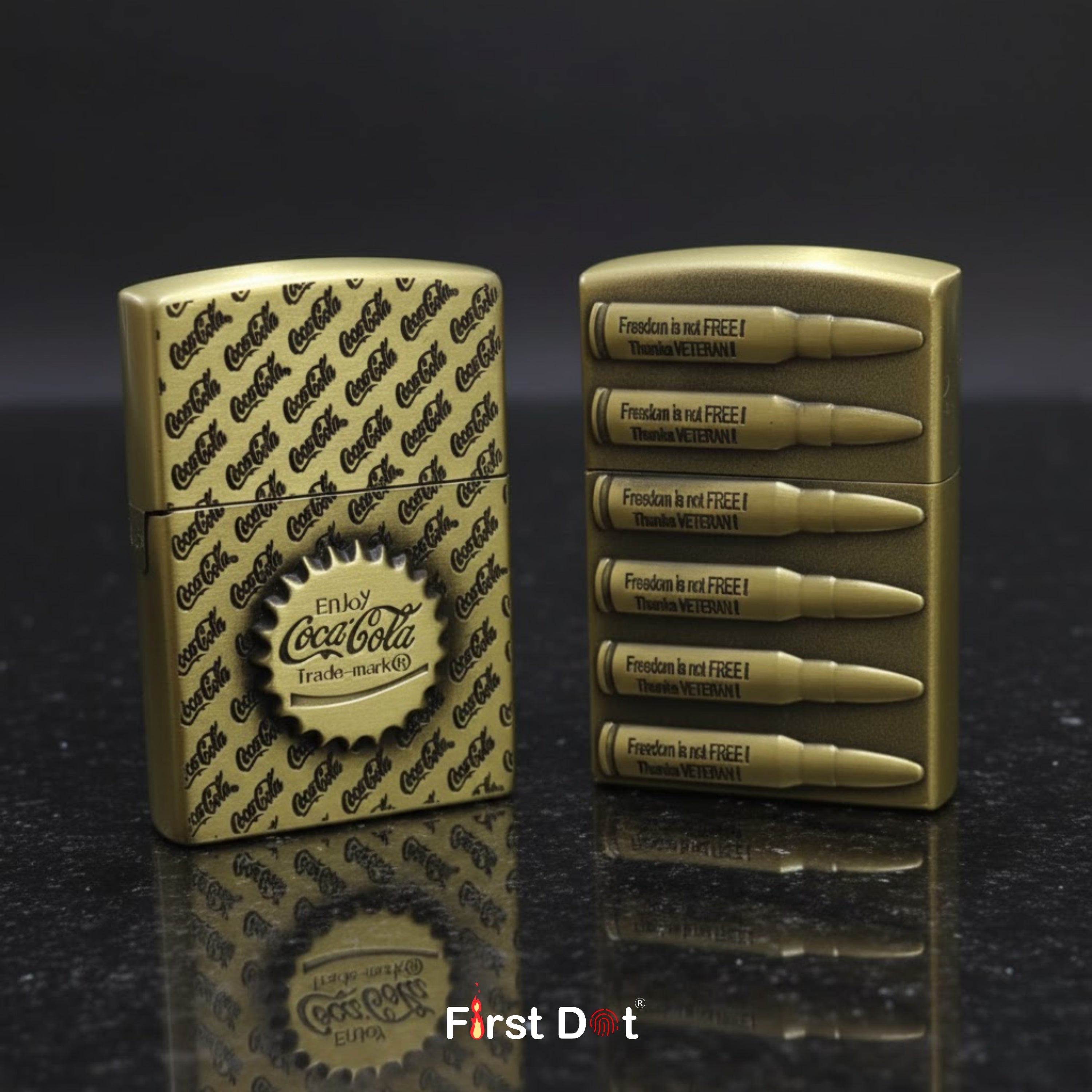 (Pack of 2) Classic Metal Gas Lighter Combo