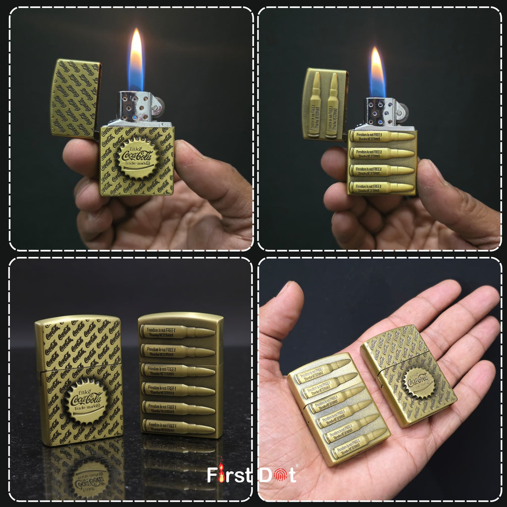 (Pack of 2) Classic Metal Gas Lighter Combo