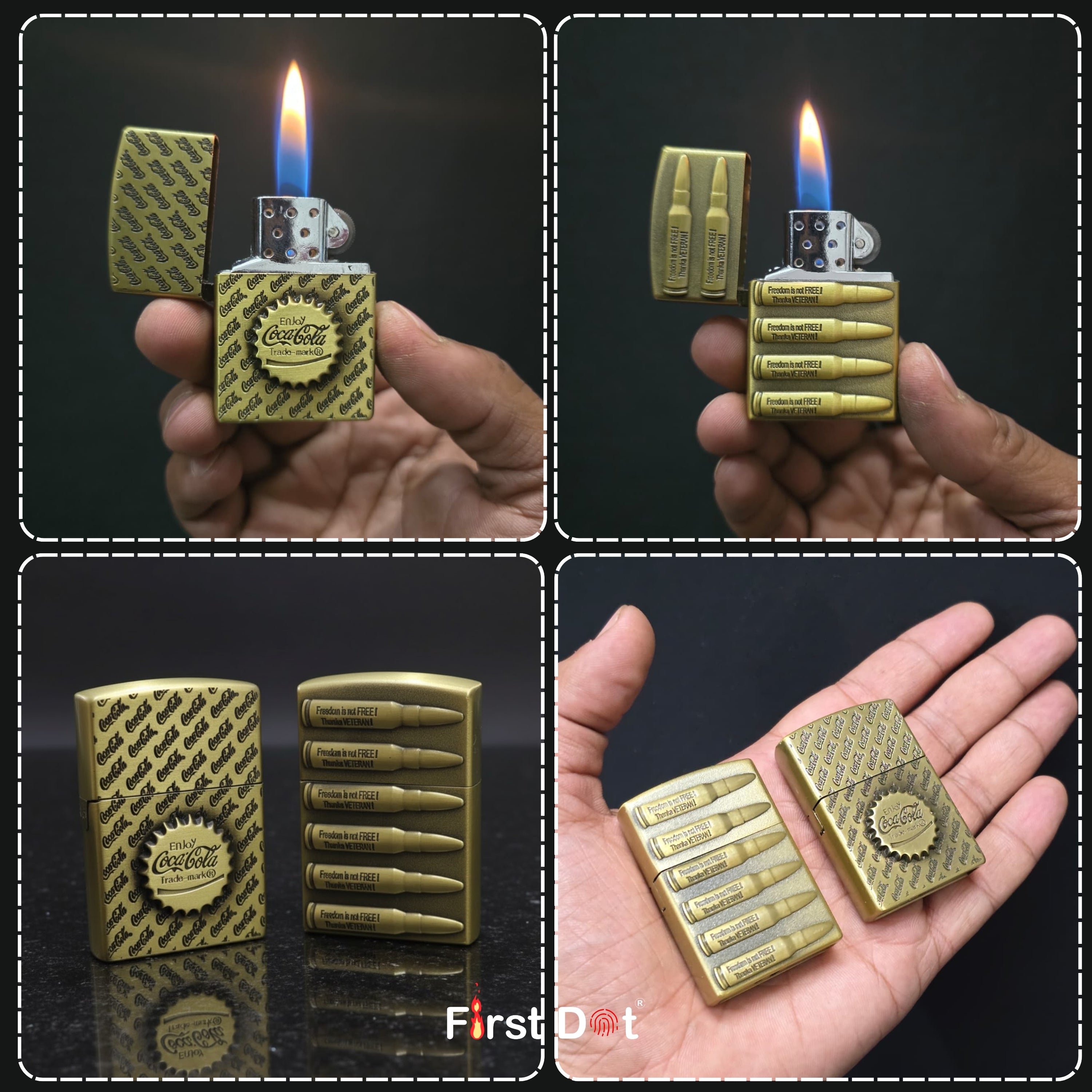 (Pack of 2) Classic Metal Gas Lighter Combo