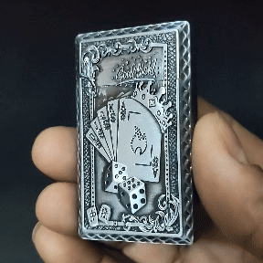 Good Luck Dice Embossed Refillable Cigarette Lighter Silver