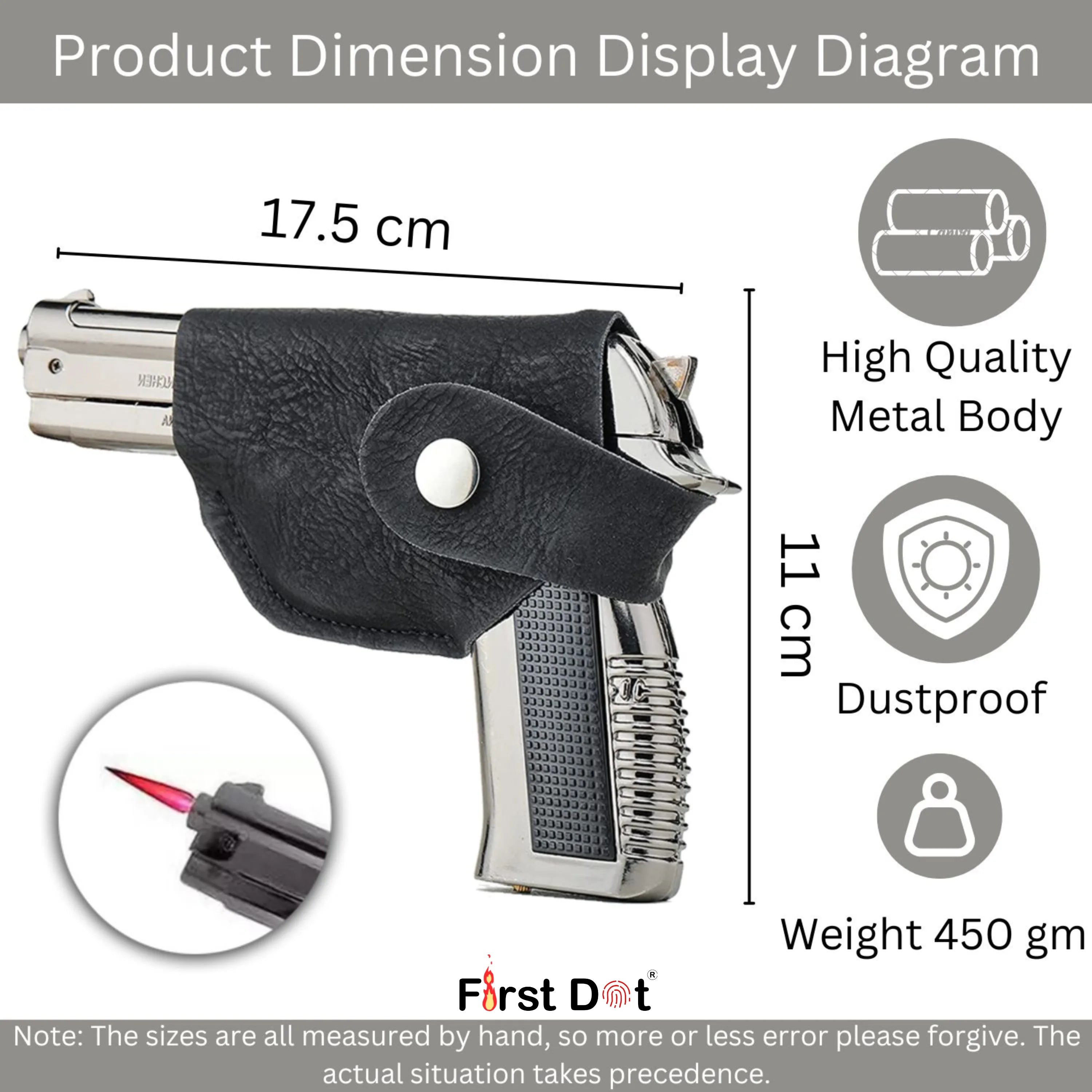 608 Gun Lighter – Heavy Metal Barrel Pull Back Jet Flame Lighter | First Dot