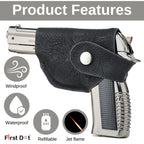 608 Gun Lighter – Heavy Metal Barrel Pull Back Jet Flame Lighter | First Dot