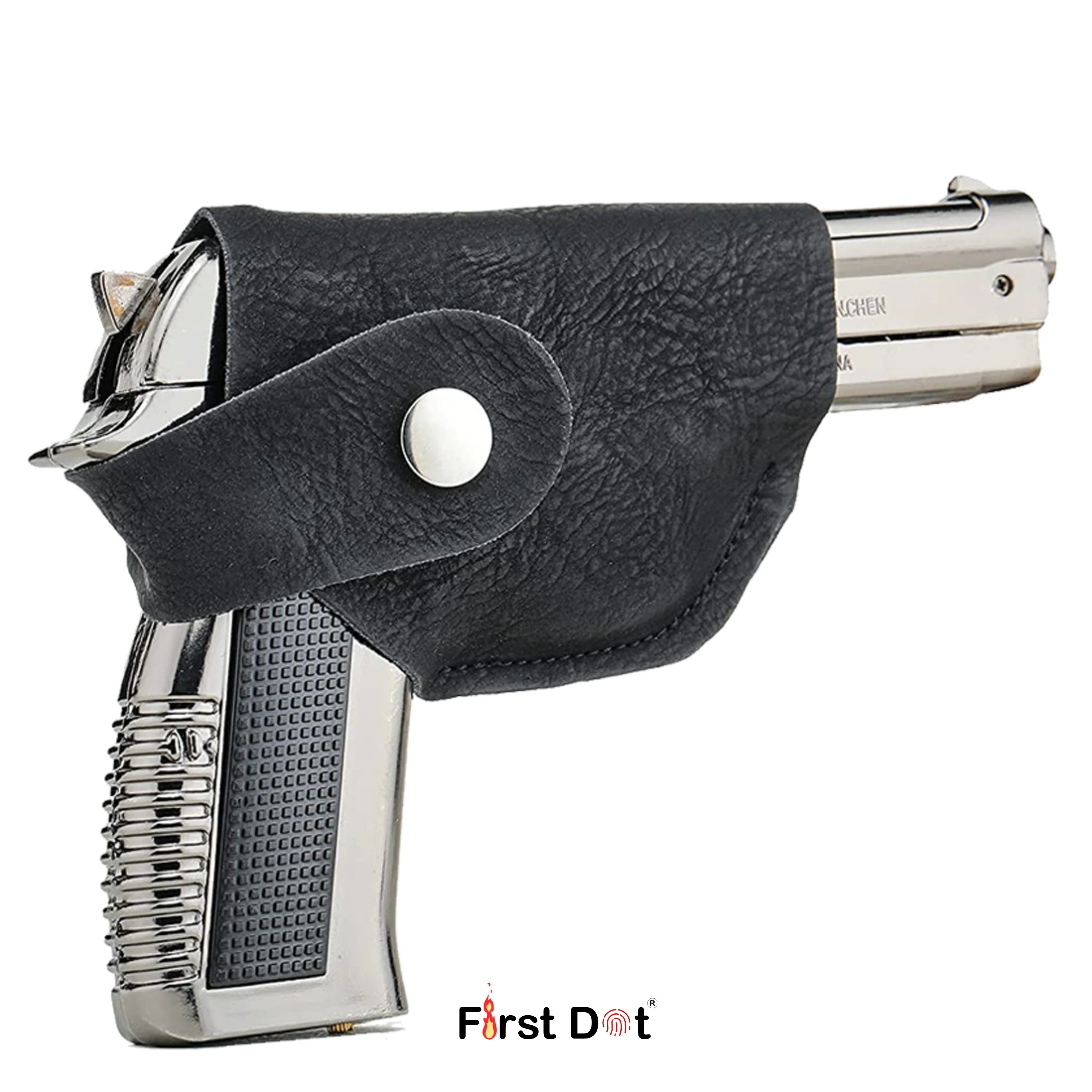 608 Gun Lighter – Heavy Metal Barrel Pull Back Jet Flame Lighter | First Dot