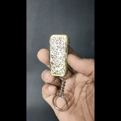Vintage Engraved Metal Keychain Lighter Gold