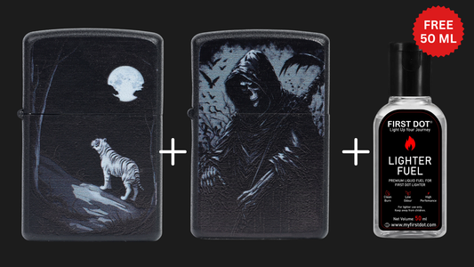 Combo of 2 Street Graphic Cigarette Lighters | Premium Box + Free 50ml Fuel