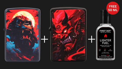 Combo of 2 Street Graphic Cigarette Lighters | Premium Box + Free 50ml Fuel