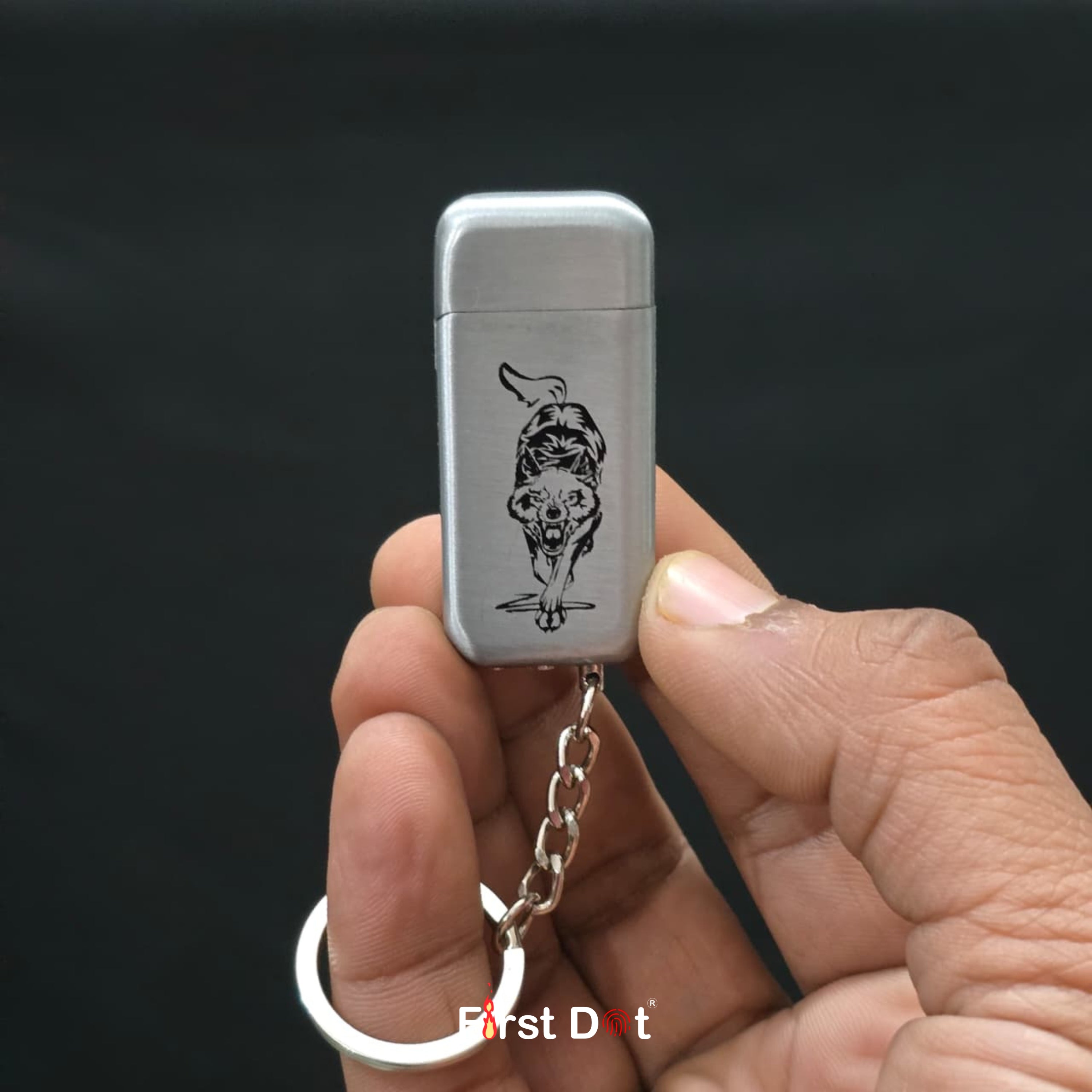 Wolf Pocket Lighter with Keychain