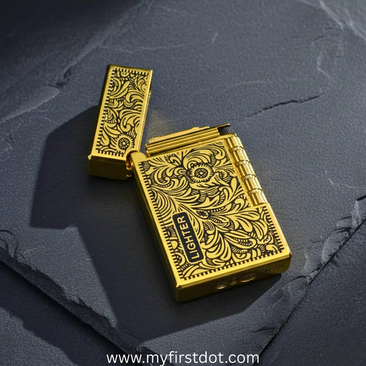 Aureum Premium Metal Body Side-Roller Flint Lighter (Butane Gas)