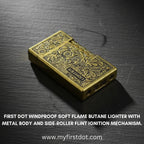 Aureum Premium Metal Body Side-Roller Flint Lighter (Butane Gas)