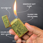 Aureum Premium Metal Body Side-Roller Flint Lighter (Butane Gas)