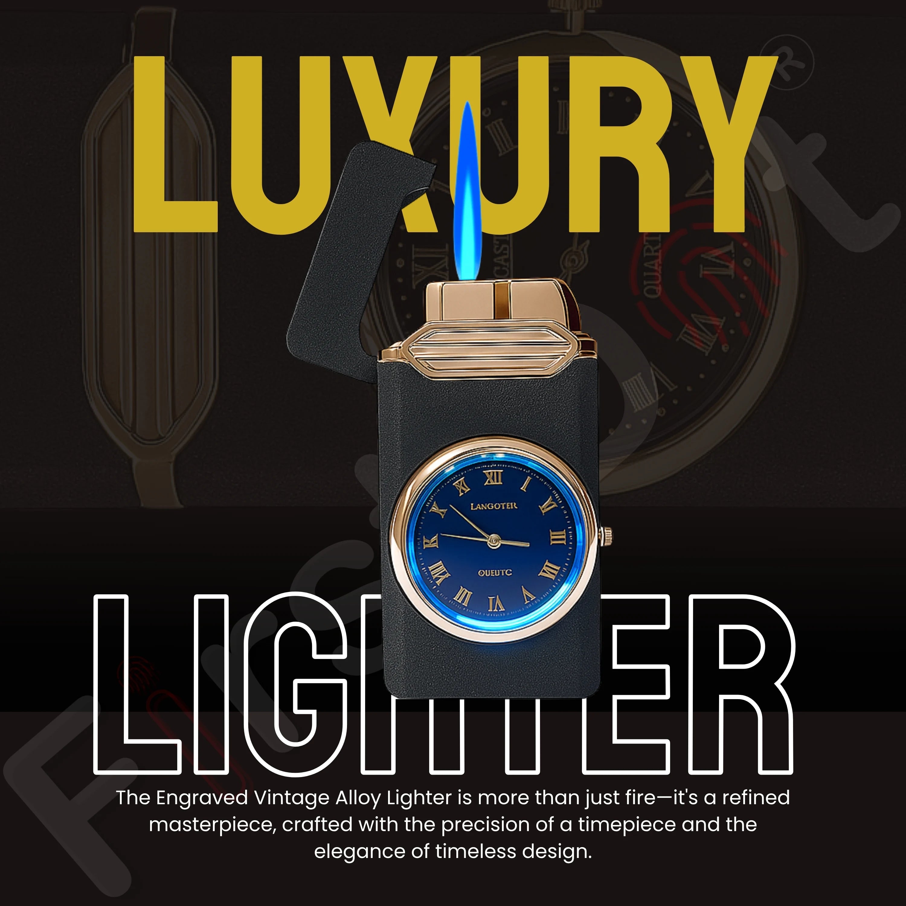 Aurum Luxury Classic Analog Watch Lighter for Men - Black