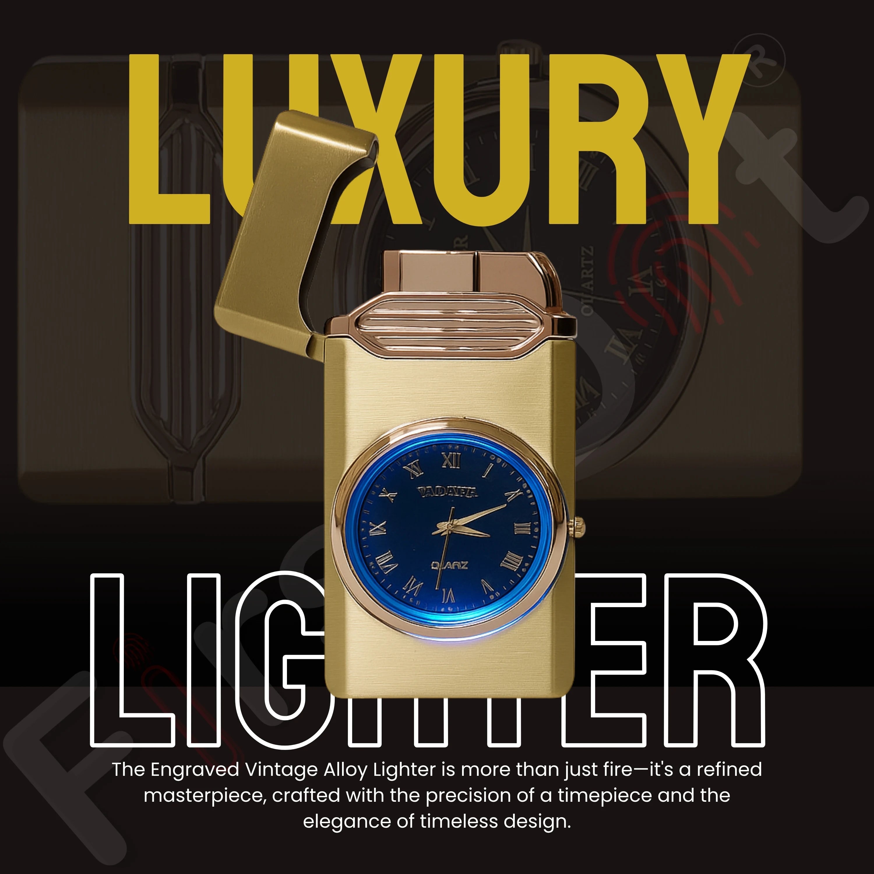 Aurum Luxury Classic Analog Watch Lighter for Men - Gold