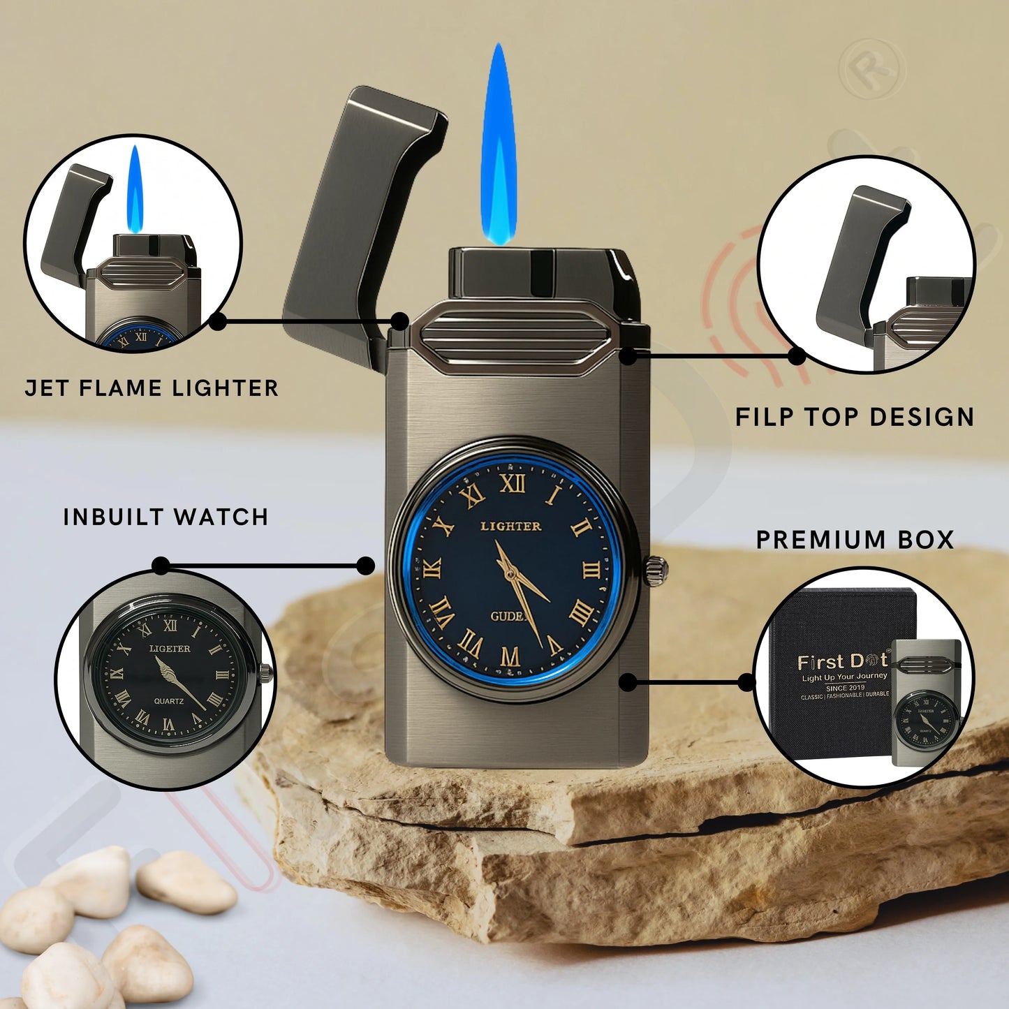 Aurum Luxury Classic Analog Watch Lighter for Men - Grey