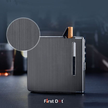 Aluminum Cigarette Case with USB Electric Lighter | Holds 20 Cigarettes