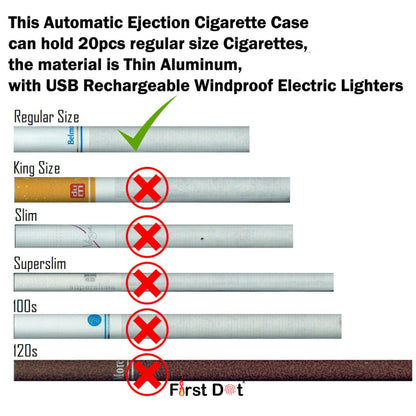 Aluminum Cigarette Case with USB Electric Lighter | Holds 20 Cigarettes