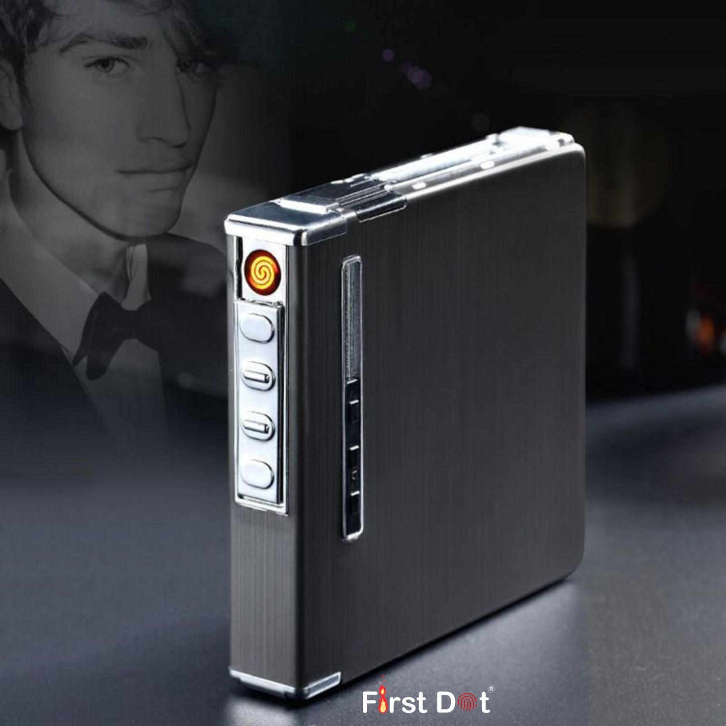 Aluminum Cigarette Case with USB Electric Lighter | Holds 20 Cigarettes