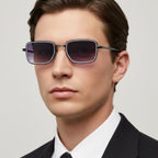 Axiom Rectangular Sunglasses | Gradient Smoke Grey Lenses