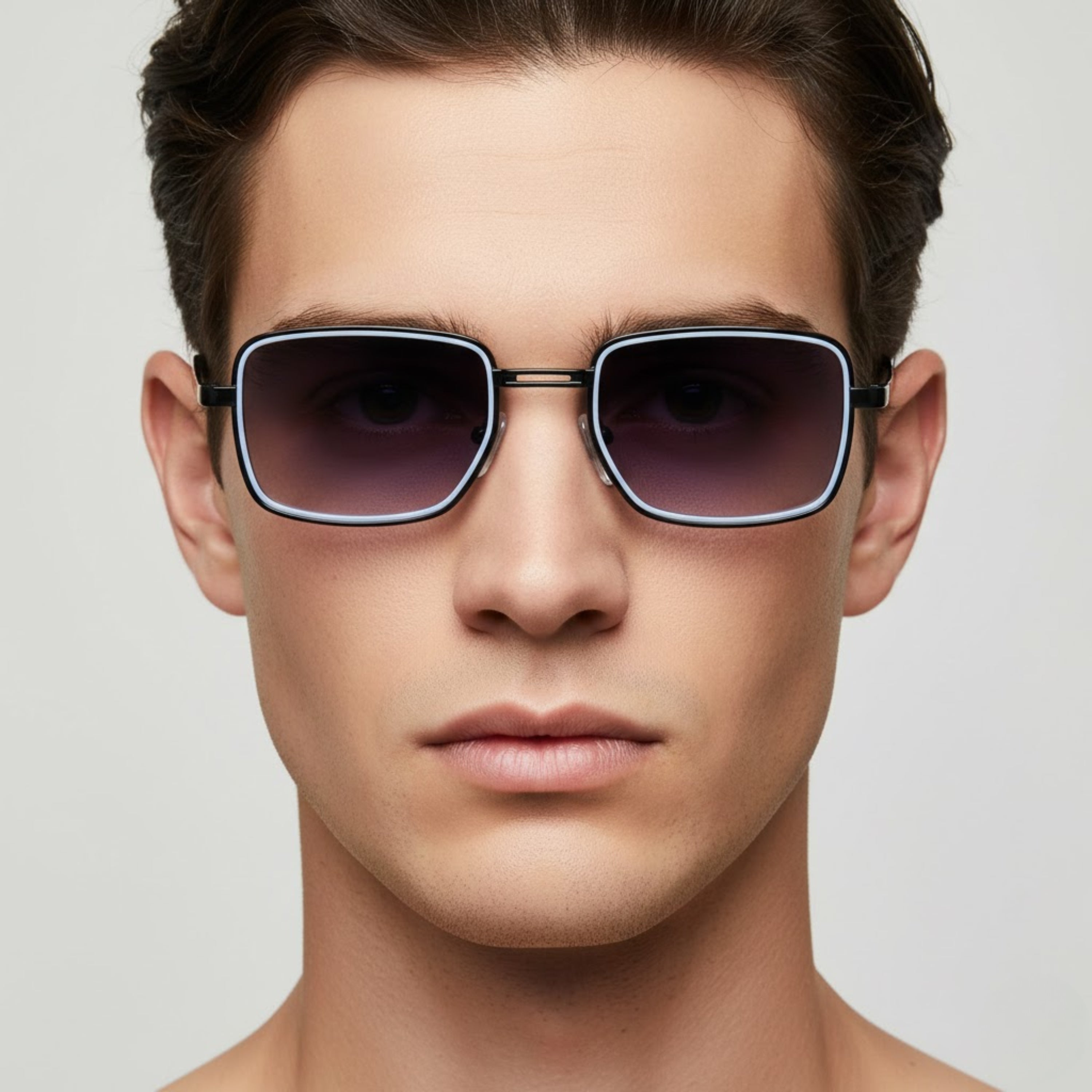 Axiom Rectangular Sunglasses | Gradient Smoke Grey Lenses