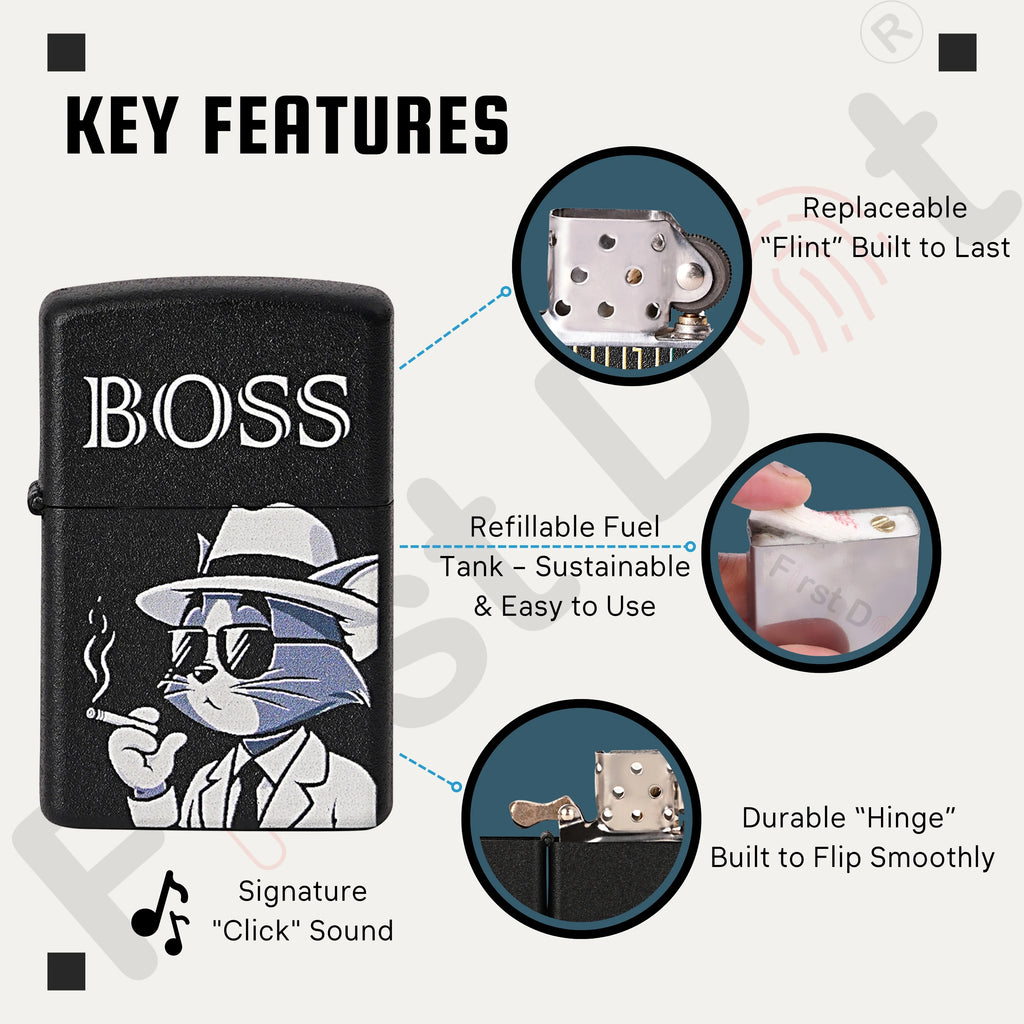 BOSS Tom Cat Classic Refillable Cigarette Lighter