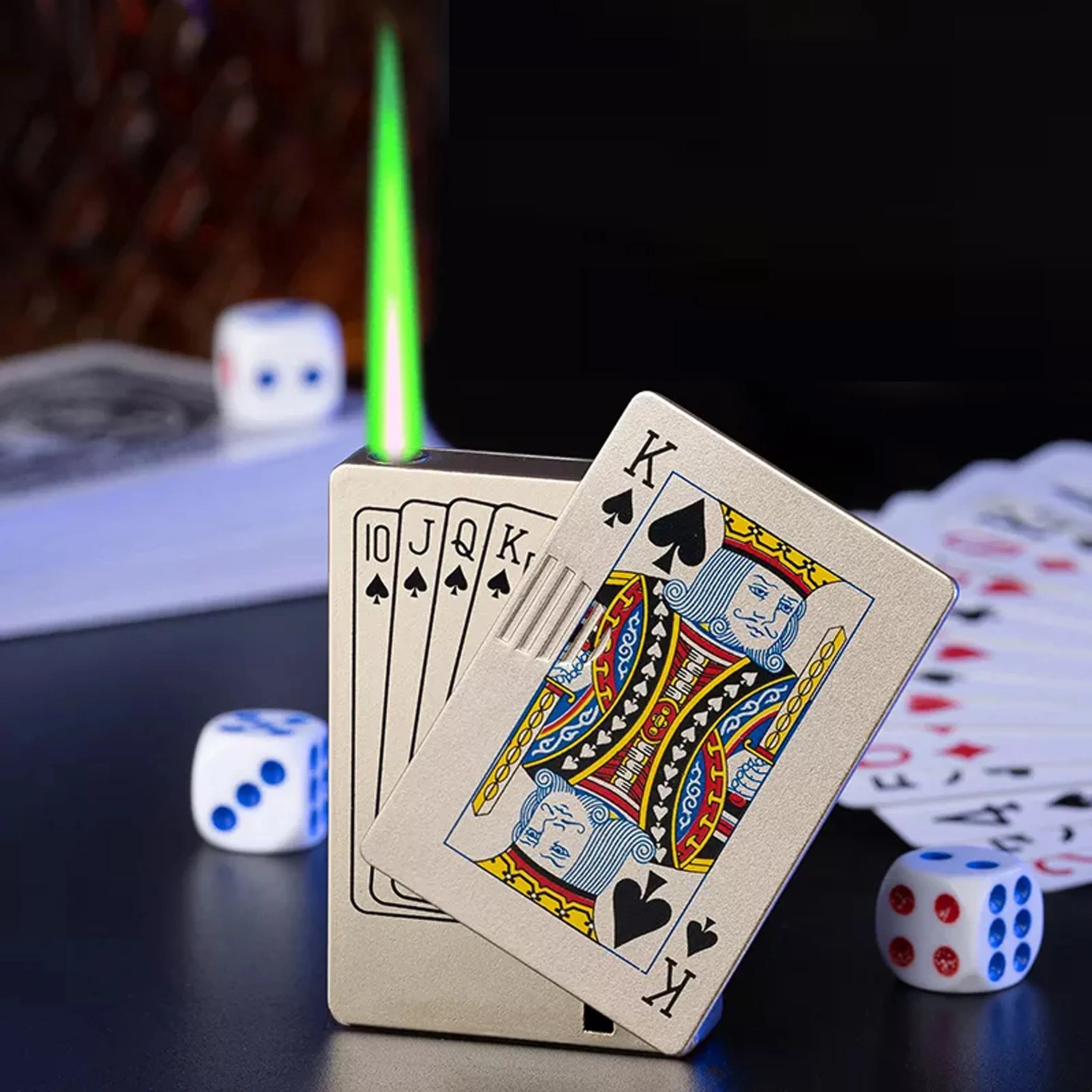 Badshah Gold Jet Torch Lighter – Windproof Refillable Butane Lighter | Ace Poker Card Design