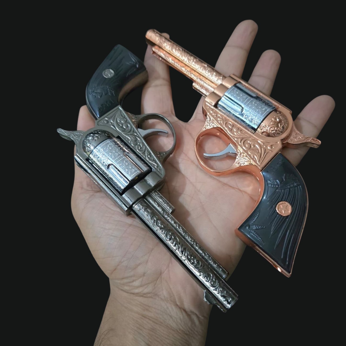 Premium Big Size Vintage Revolver Gun Lighter – Windproof Jet Flame | First Dot