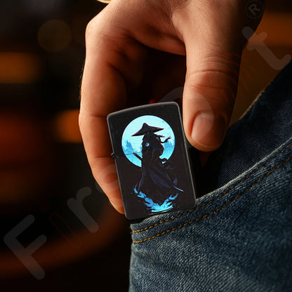 Hand holding a Blue Eye Samurai Premium Refillable Cigarette Lighter first dot 