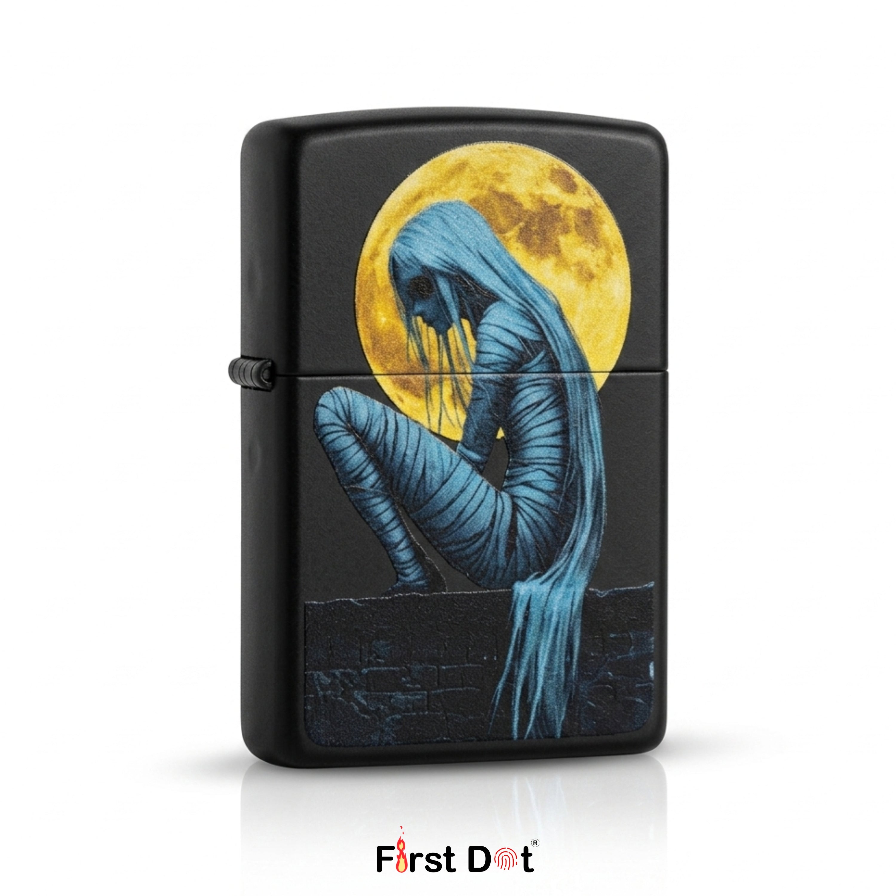Blue Mummy Moon Graphic Windproof Cigarette Lighter