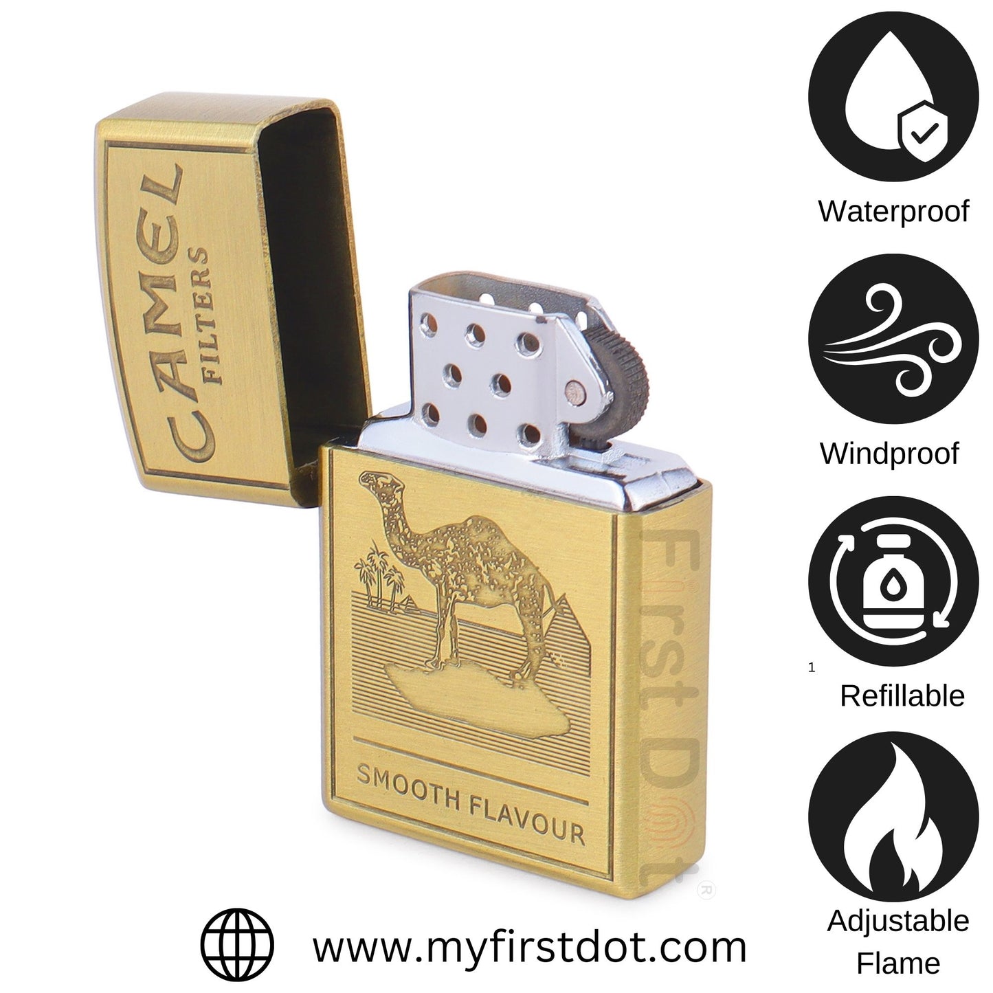 Camel Premium Refillable Cigarette Lighter – Perfect for Gifting | First Dot