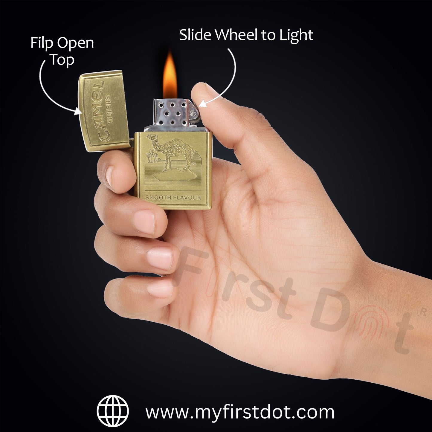 Camel Premium Refillable Cigarette Lighter – Perfect for Gifting | First Dot