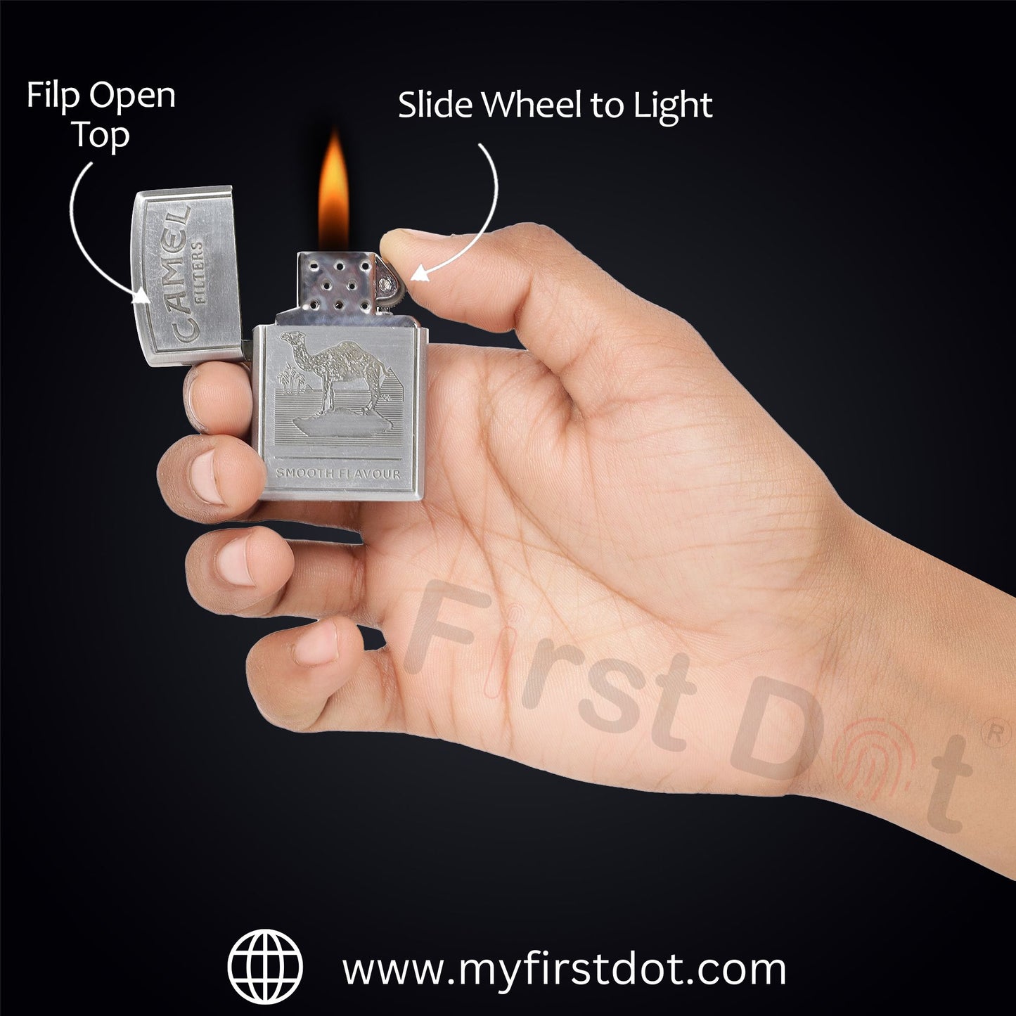 Camel Premium Refillable Cigarette Lighter – Perfect for Gifting | First Dot