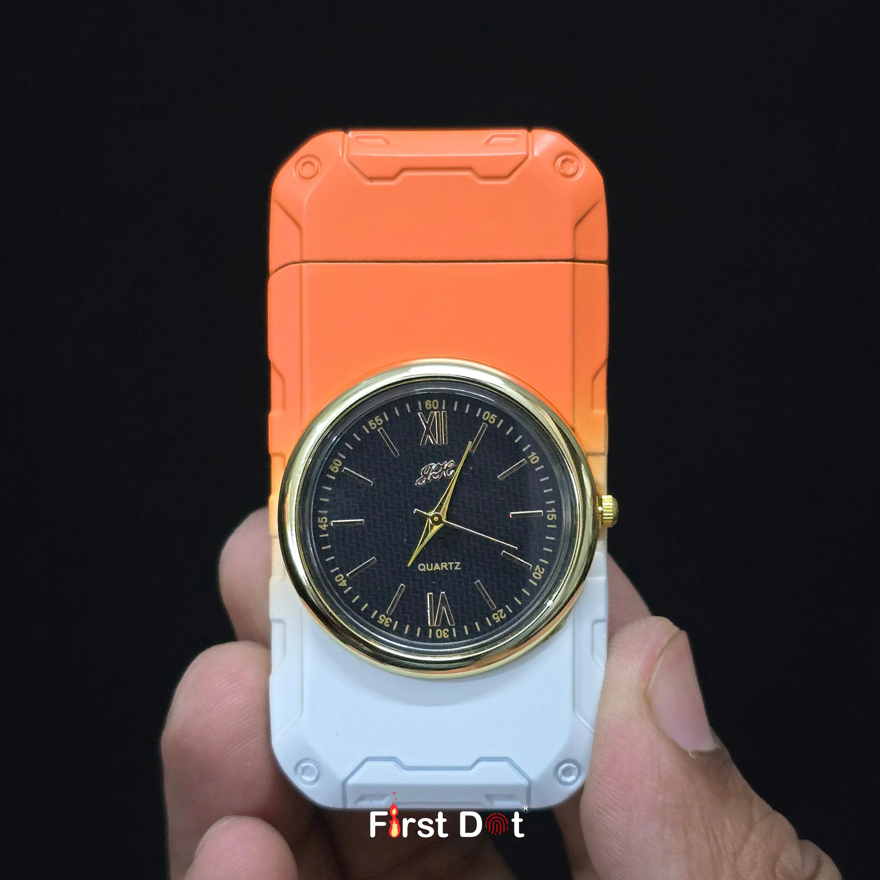 First Dot ChronoFlame Dual Flame Lighter with Analog Watch