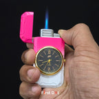 First Dot ChronoFlame Dual Flame Lighter with Analog Watch