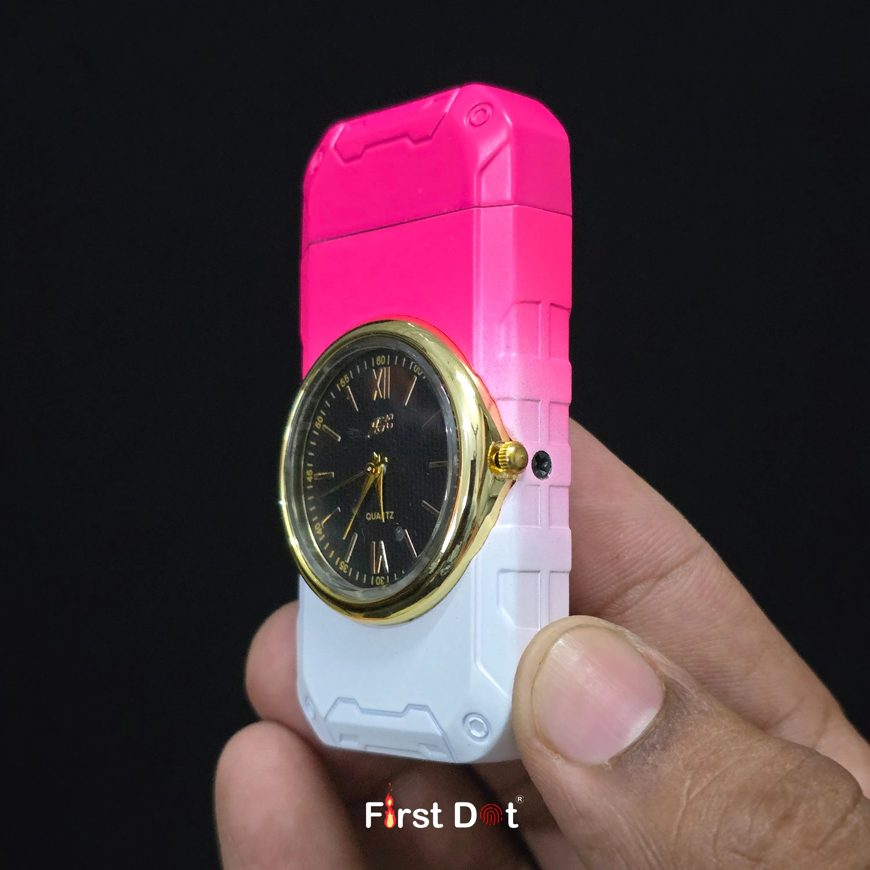 First Dot ChronoFlame Dual Flame Lighter with Analog Watch