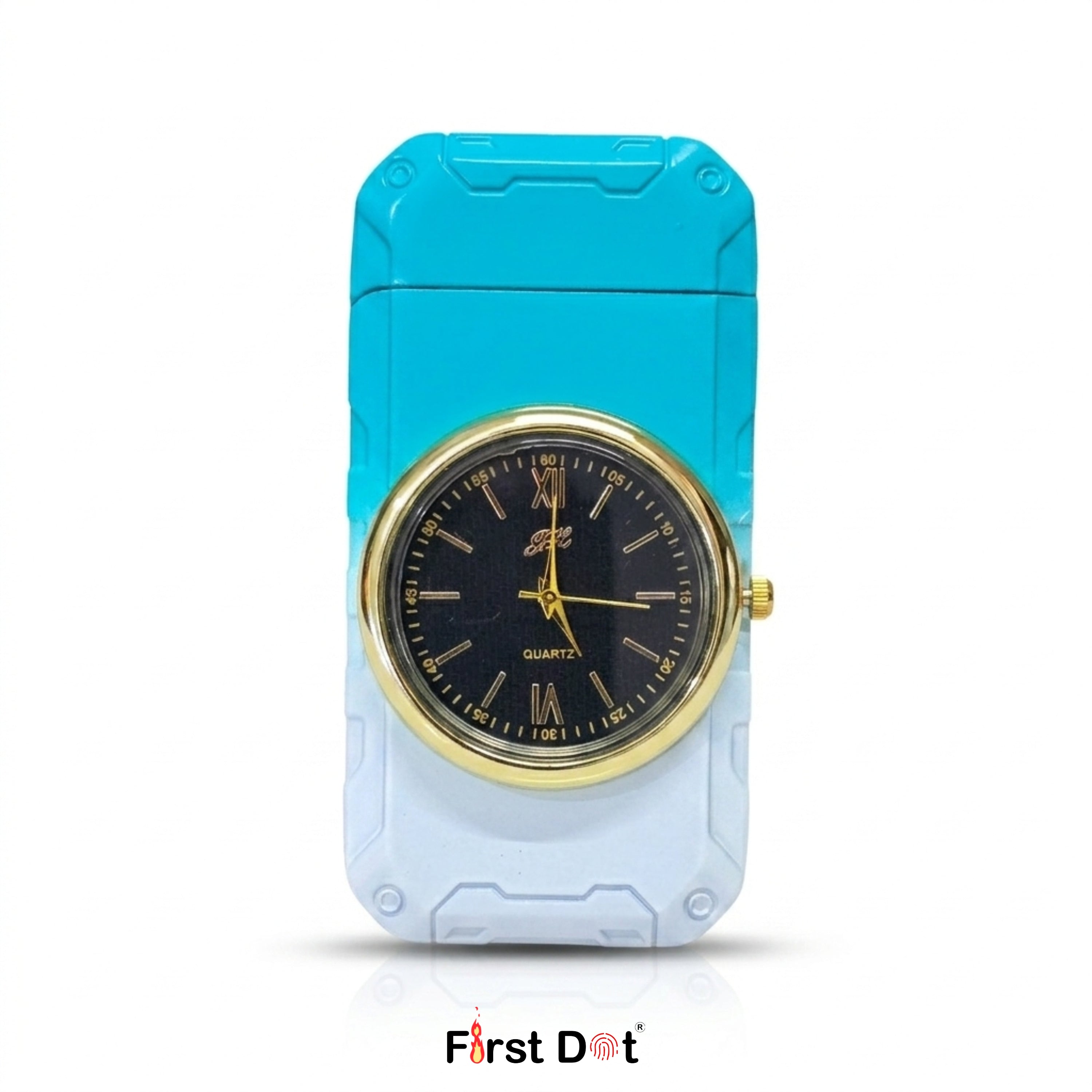 First Dot ChronoFlame Dual Flame Lighter with Analog Watch