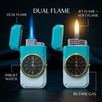 First Dot ChronoFlame Dual Flame Lighter with Analog Watch