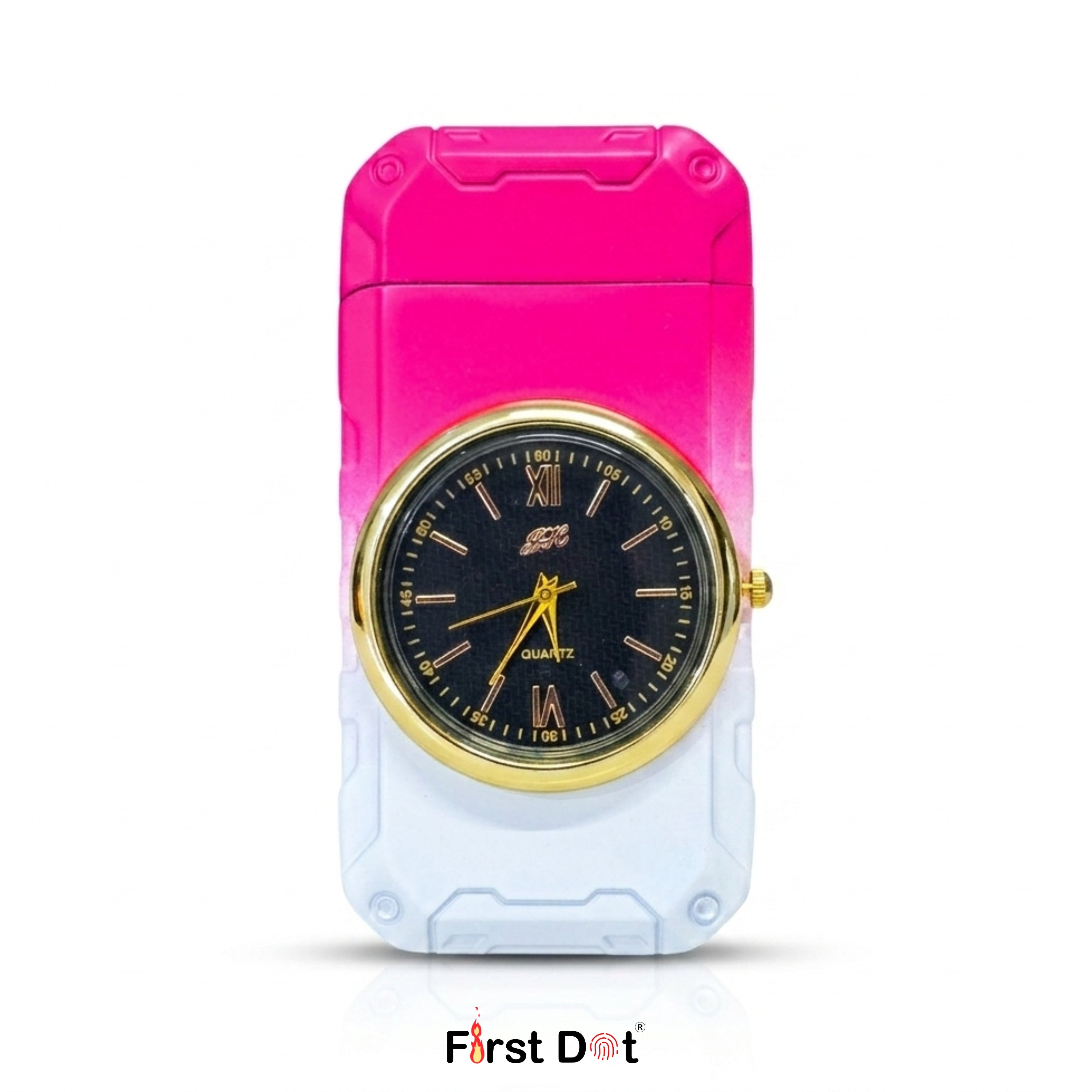First Dot ChronoFlame Dual Flame Lighter with Analog Watch