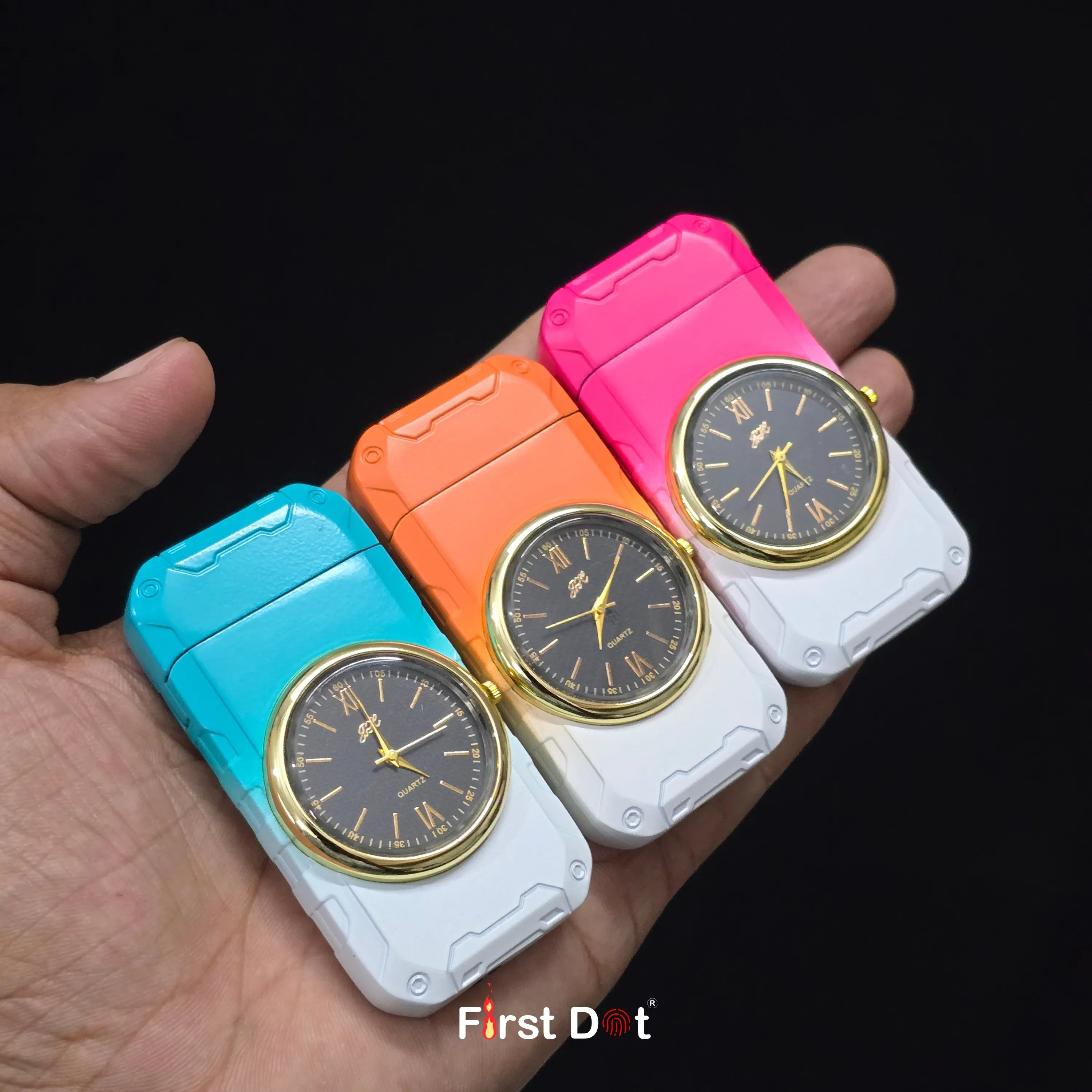 First Dot ChronoFlame Dual Flame Lighter with Analog Watch
