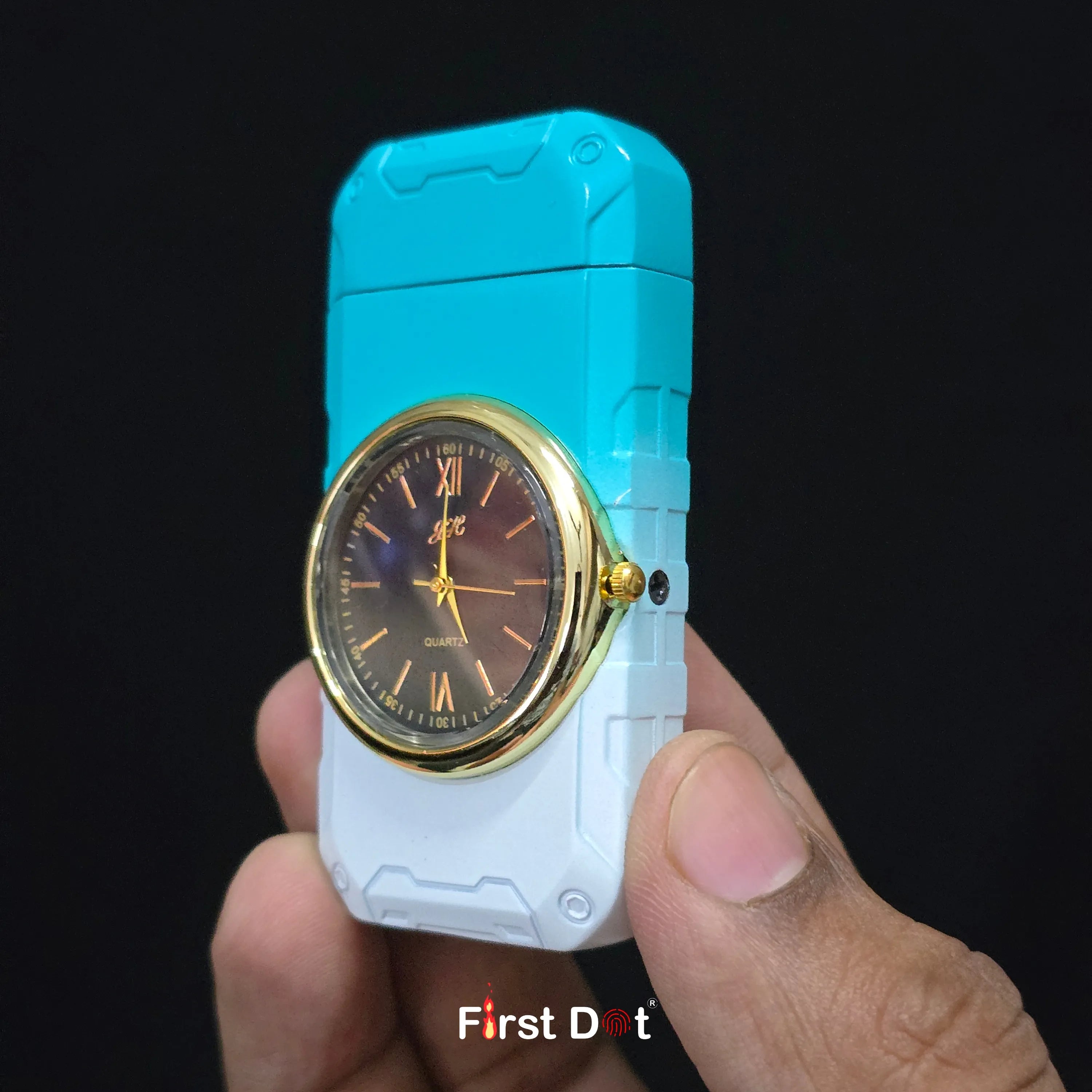 First Dot ChronoFlame Dual Flame Lighter with Analog Watch