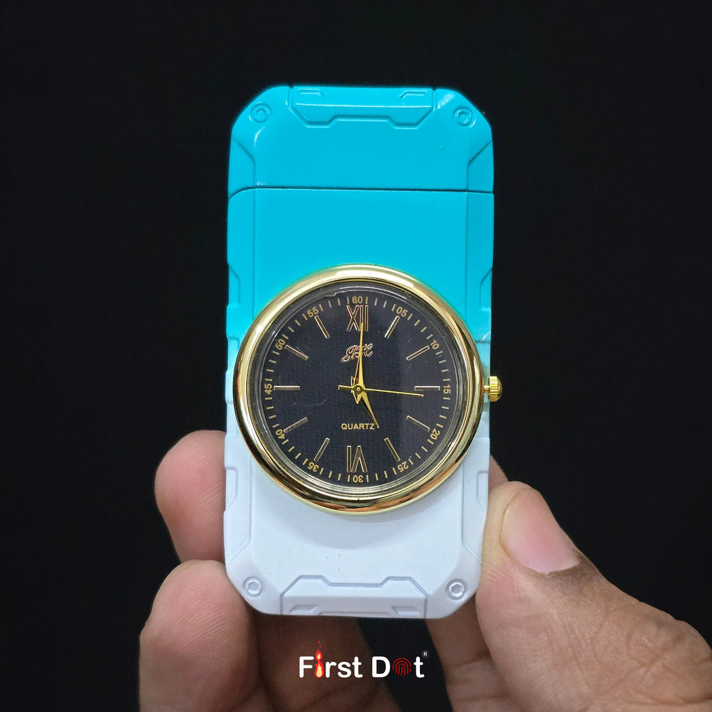 First Dot ChronoFlame Dual Flame Lighter with Analog Watch