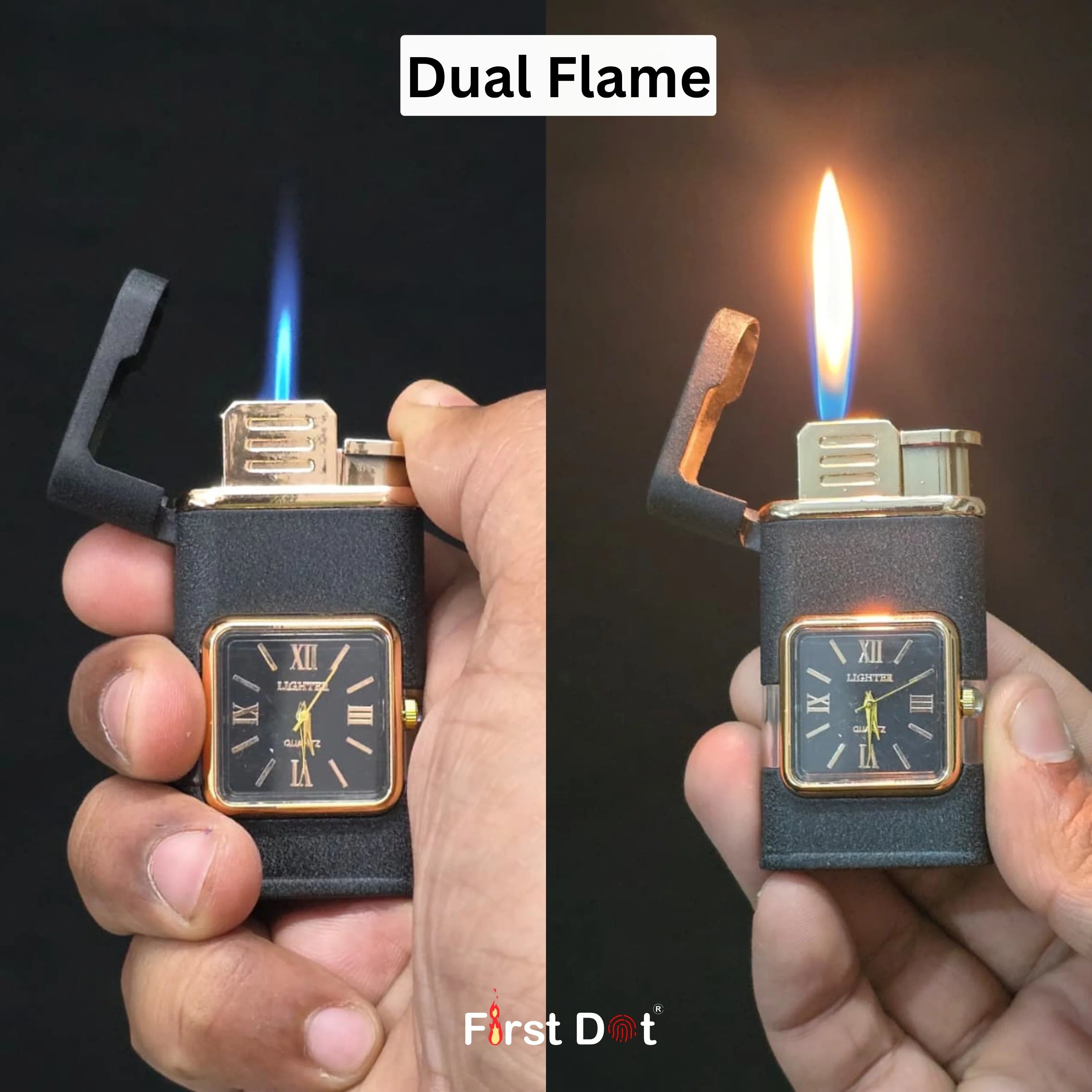 Premium ChronoLite Dual Flame Watch Cigarette Lighter