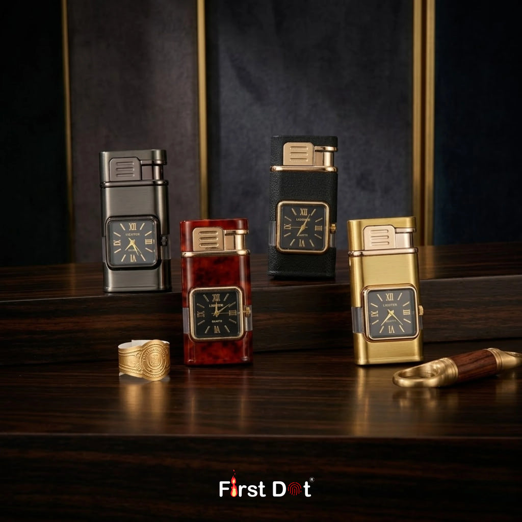 Premium ChronoLite Dual Flame Watch Cigarette Lighter