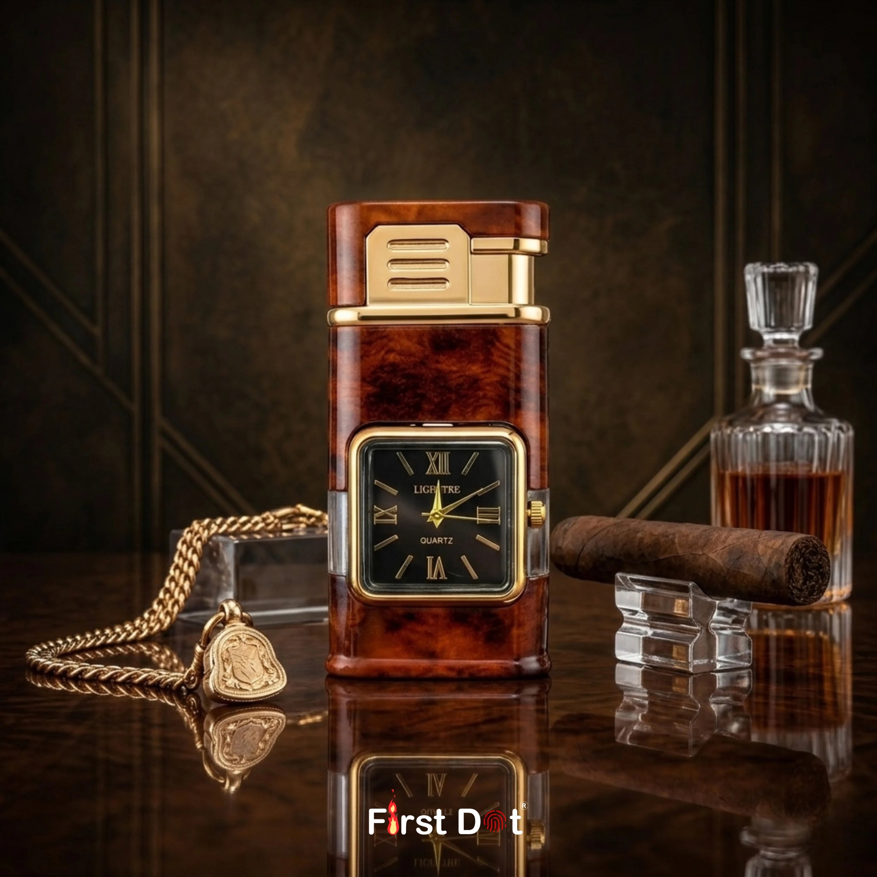 Premium ChronoLite Dual Flame Watch Cigarette Lighter