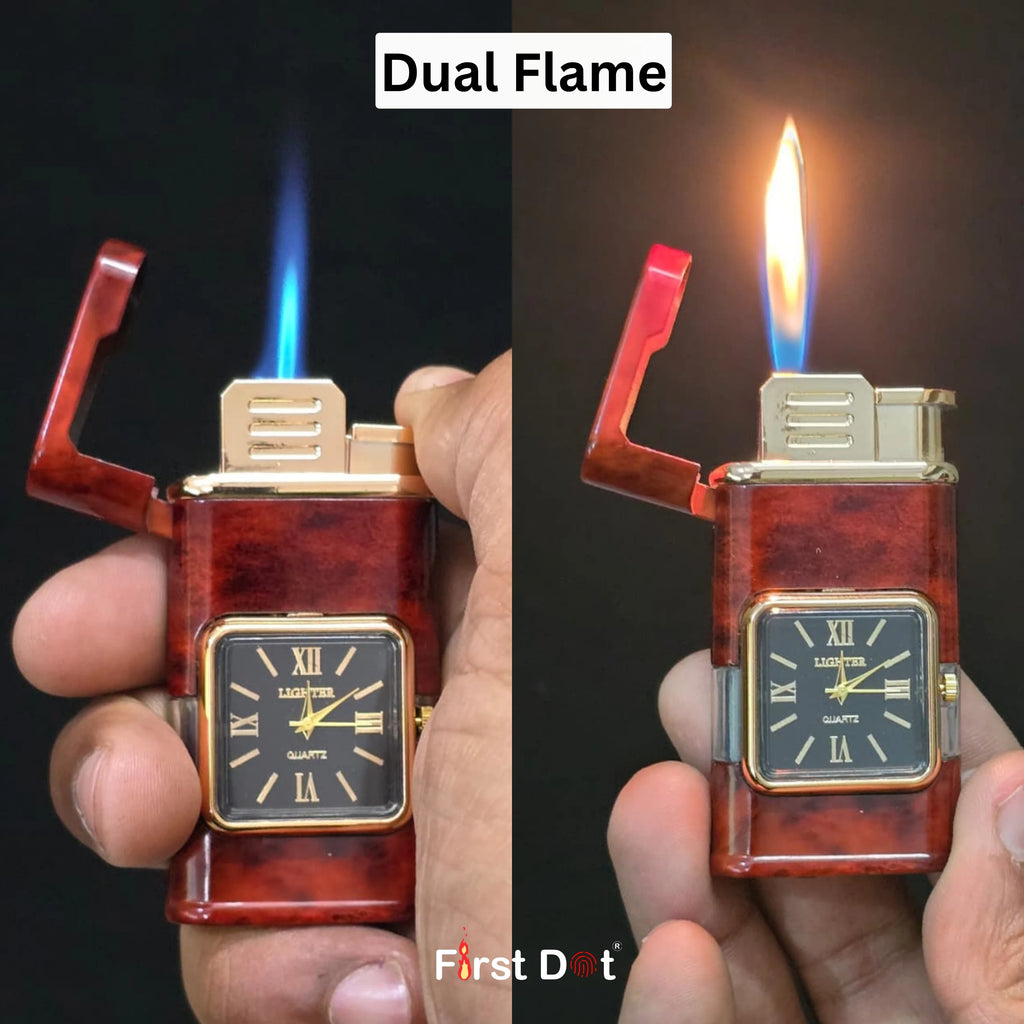 Premium ChronoLite Dual Flame Watch Cigarette Lighter