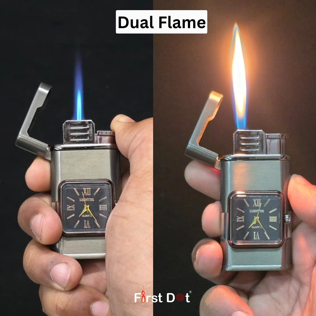 Premium ChronoLite Dual Flame Watch Cigarette Lighter
