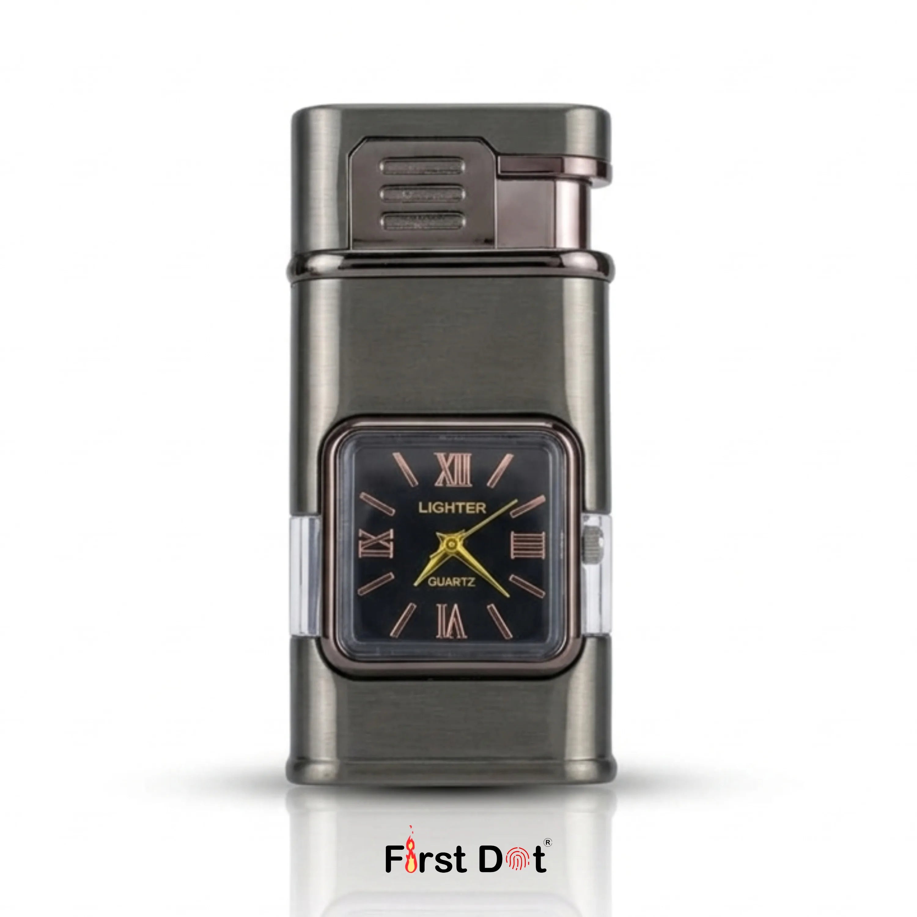 First Dot Premium ChronoLite Dual Flame Watch Cigarette Lighter