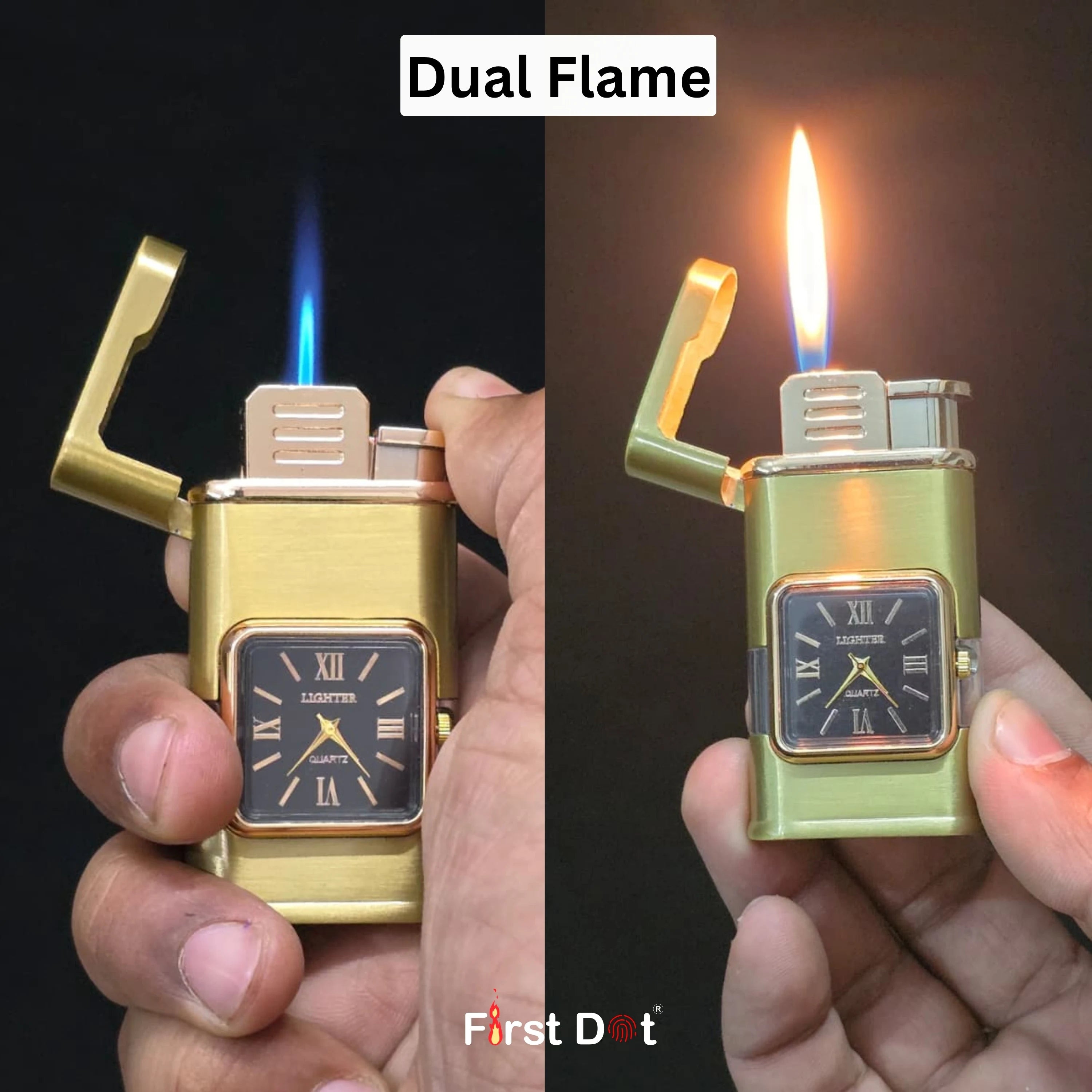 Premium ChronoLite Dual Flame Watch Cigarette Lighter