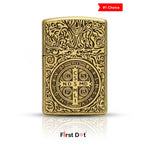 First Dot Classic Cross Engraved Cigarette Lighter
